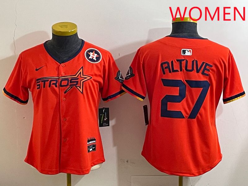 Women Houston Astros #27 Altuve Orange Three generations Joint Name 2025 Nike MLB Jersey style 4125